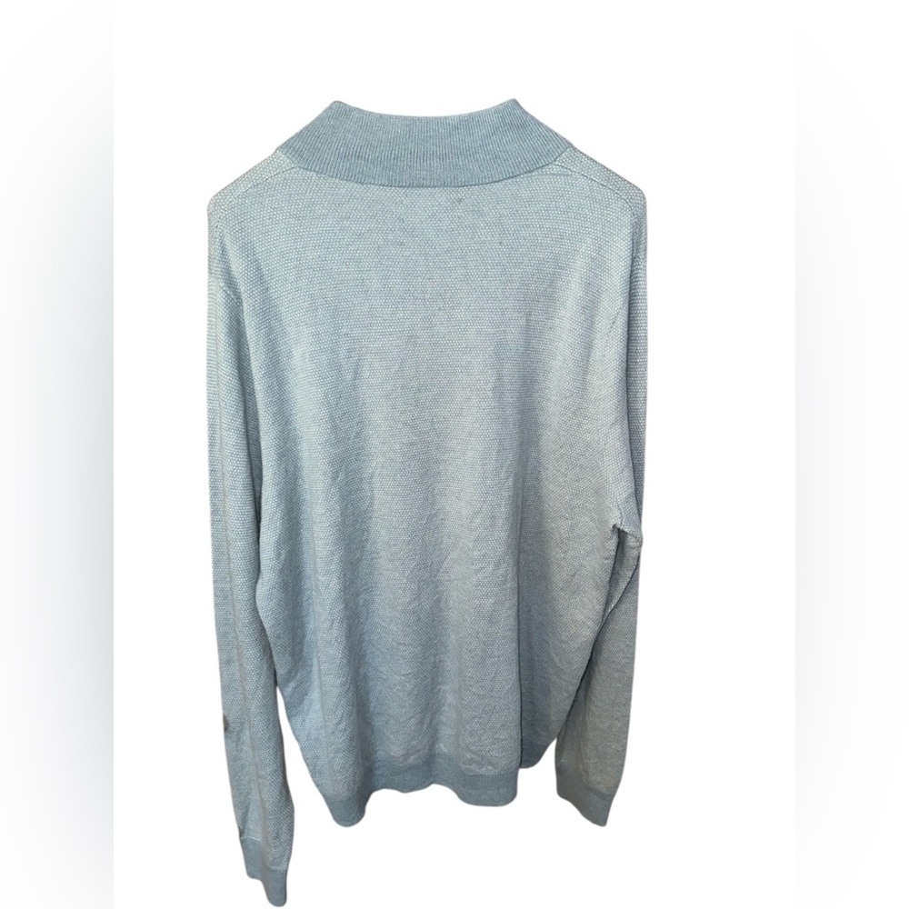 Nordstrom Men’s 1/4 Zip Sweater Size Large Wool Blend Blue White - Picture 2 of 4